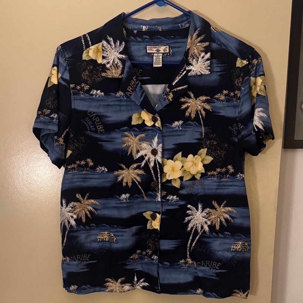 Caribbean Joe Dark Blue Floral Men's Shirt